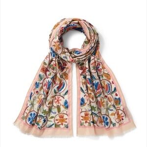 THE MET MUSEUM British Flowering Vines Embroidered Oblong Scarf